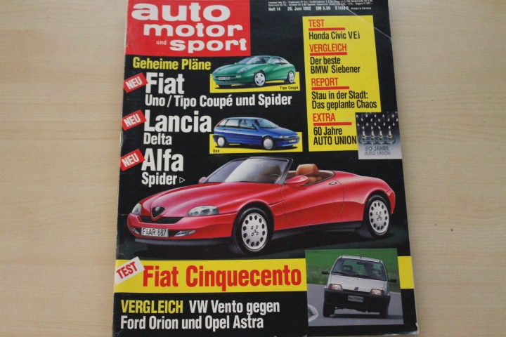 Deckblatt Auto Motor und Sport (14/1992)